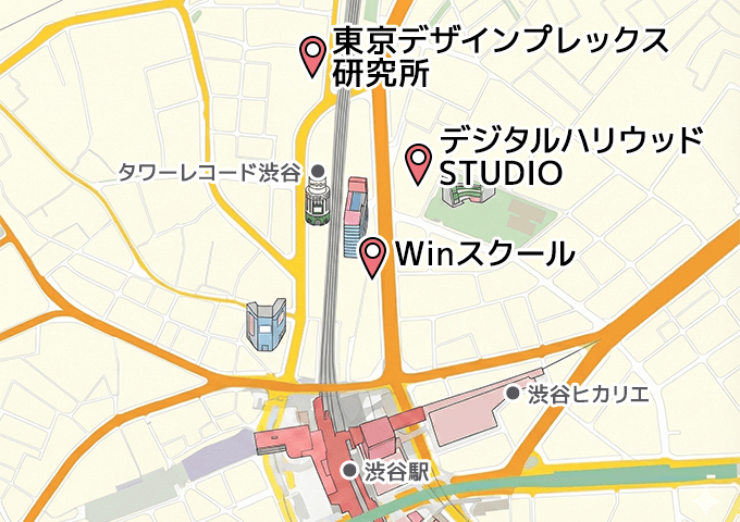 渋谷に教室があるwebデザインスクールマップ
